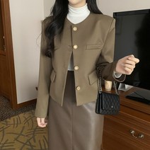 블링앤수 단아한 여성 기본핏 라운드넥 자켓 KZZ176