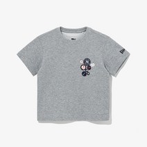 [뉴에라 키즈] 13371332 MLB 핀 버튼 뉴욕 양키스 티셔츠 헤더 그레이 아동반팔티셔츠