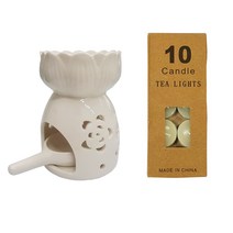 닥터월드 아로마오일버너 + 티라이트캔들10개입(무향), 디자인로즈