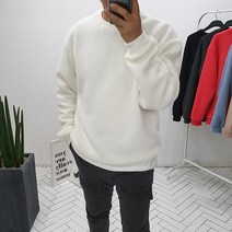 바이코드 남자 오버핏 골지 니트 맨투맨
