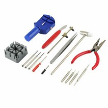 16pcs 손목 시계 수리 키트 도구 공구 세트 시계줄 밴드 홀더 연결 핀 백 오프너 리무버 스트랩 링크 펀치 칼 드라이버 커터 핀셋 스프링 막대 망치 렌치 아이디오월드