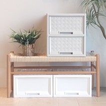 [플라팜] 라탄서랍장 스택킹 플라스틱 서랍장 1단(뚜껑포함), 선택:아이보리 1단(뚜껑미포함)