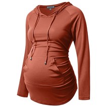 긴카나 임산부 후드 롱소매 셔츠 데일리 캐주얼 상의 스웨트셔츠 의류 올리브 그린.