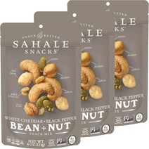 사할리스낵스 화이트 체다 블랙 페퍼 빈 + 넛 스낵 믹스, 3개, 113g