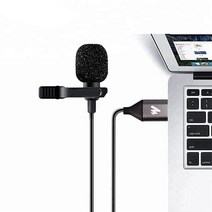 옴마 온라인 강의 수업 PC 노트북용 핀마이크 유튜브방송장비 홈스튜디오 ASMR 유튜버마이크, 1개, USB 핀마이크+퍼윈드스크린(블랙)