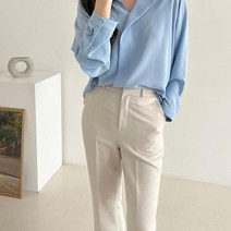 다잇템 여자 라글란 살랑 하늘색 봄하객 알바 오픈 블라우스