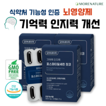 포스파티딜세린 징코 뇌영양제 기억력 인지력 개선 NON GMO 프리미엄 두뇌건강 영양제 사은품 증정, 30캡슐, 3개