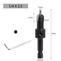 볼트 리무버 나사 제거 빼기 육각 섕크 카운터 싱크 목공 라우터 비트 세트 밀링 커터 나사 추출기 철거 목재 코어 드릴 비트, 02 6.35x2.5mm