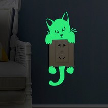 동물 야광 스위치커버 스티커, 잠자는 고양이