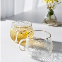 제이테이블 골드 내열유리 머그컵 400ml, 투명, 4개