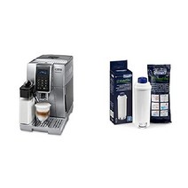 DeLonghi Dinamica ECAM 350.75.S 우유 시스템이 있는 커피 머신 대형 1.8리터 물 탱크 은색 및 정품 정수 필터 DLSC002 - DeLonghi 커피 머신용 액세서리 흰색, 정수 필터와 번들