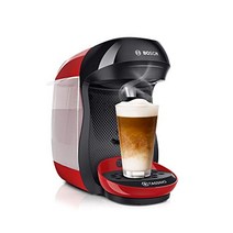 Tassimo 해피 캡슐 머신 TAS1003 Bosch의 커피 머신 70가지 이상의 음료 전자동 모든 컵에 적합 공간 절약형 1400W 빨간색 -19987, 화이트/다크 그레이