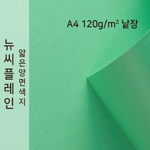 뉴씨플레인 종이문화 얇은 양면색지 120g A4 낱장 1매 No.39 에머랄드색, 1장