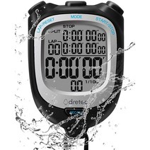 Dretec - 디지털 스포츠 스톱워치/카운트다운 타이머 랩 스플릿 시계 캘린더 알람 IPX7 방수 달리기 수영 심판 코치 훈련을 위한 엑스트라 라지 LCD 디스플레이, Black_waterproof