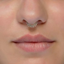 Tiny Fake Septum Nose Ring Indian Tribal Style Faux Brass Clip On Non Pierced Septum Hoop 18g Han, 1