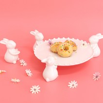 래빗 화이트 케익 스탠드 받침대, 2-2.사각2호(24cm)+토끼4P
