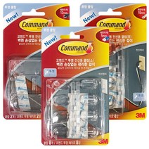 3M 코맨드 투명 전선용 클립(대중소)벽걸이 후크 걸이, 사이즈중17301CLR