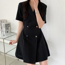 여성 단정 더블 원피스 여름 단추 직장인 청순 오피스룩 단아 한 우아