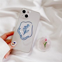 튤립 손잡이 플라워 그립 투명 핸드폰 스마트톡, 블루 튤립