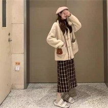 유러피언 스타일 헵번 라이트한 패션 어미 언니 기질 아방가르드 빈티지 커리어 코트 스커트