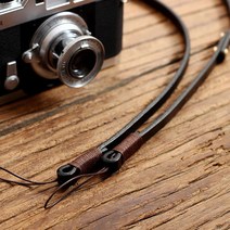 8mm 수제 카메라 스트랩 헤드 레이어 소가죽 복고풍 마이크로 싱글 로프-116560, 단일옵션, 19. 【흑 가죽 커피 실】 테 더