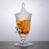 음료 디스펜서 아트웨어 글라스 쥬스 디스팬서 냉수포트 가정용 내열유리 냉장고 물병 워터저그, 3L, D