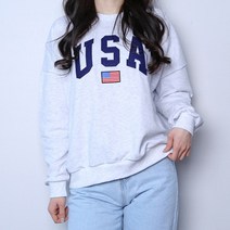 오바버핏 성조기 패치 쭈리 맨투맨
