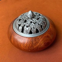 구리 향 도구 세트 재 공기 훈증 분리 대나무 트레이 로즈우드 버너 키남 백단향 분말, 14 Rosewood burner