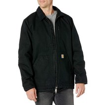 칼하트 Carhartt 남성용 루즈핏 워시드 덕 셰르파 안감 코트 블랙., Dark Brown