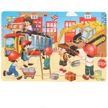 몬테소리 나무 장난감 어린이 퍼즐 보드 학습 교육 Tangram 만화 아기 0 12 개월 juguetes para nios, [15] Construction site