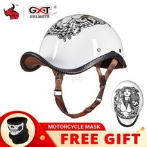 오토바이 헬멧 자전거 킥보드 GXT 오토바이 헬멧 빈티지 레트로 스쿠터 하프 헬멧 카스코 모토 헬멧 모토 Capacete 오토바이 승마 헬멧 M-2XL, GXT F08-A7, L