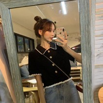 여성 반팔티 티셔츠 슬림 핏 반소매 여자반팔티셔츠 크롭 T 스퀘어 넥 인박카032