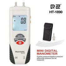 RZ 디지털 압력계 공기 압력 게이지 미터 차동 데이터 홀드 Medidor Presion +/-13.79Kpa HT1890 LCD, CHINA, Black