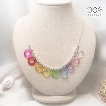 364days 925실버 은볼 트로피칼 무지개 도너츠링 목걸이 여름 키치목걸이 엄마랑 아이랑 커플 조카 선물 아동 비즈목걸이 사이즈 선택가능
