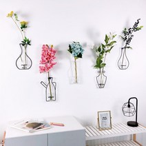 [LOOC-CO] [국산] 블랙N화이트 포인트 벽걸이화병 5type 조화10style, 로터스플라워(화이트)