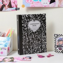 A5 루스 리프 러브 하트 3 인치 5 카드 홀더 Kpop 아이돌 포토카드 사진 앨범 컬렉션 보관 책 정리함, [01] BK-Only Cover, 1개