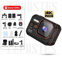 CERASTES 액션 카메라 4K60FPS 원격 제어 화면 방수 액션 카메라 대시 캠 액션 카메라 헬멧 액션 카메라 1080P HD 베어 메탈 방수 액션 카메라 사이클링 스카이다이빙 익스트림 액션 카메라, 01. Camera, 04. With 128G Card