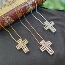 HG 925실버 라지사이즈 십자가목걸이 큐빅 골드 핑크골드 은목걸이 남녀공용