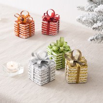 크리스마스 고급 트리 인테리어장식 모음 플라워트리 선물상자, E06.줄무늬선물상자-6cm (4개입)-골드