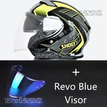 오픈 페이스 J-CRUISE II AGLERO TC-3 제트 헬멧 오토바이 승마 모토 크로스 레이싱, M, Revo blue visor