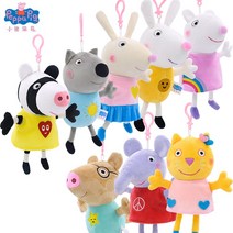 새로운 원본 19cm 펫빠 돼지 인형 봉제 인형 자수 디자인 조지 돼지 파티 친구 부드러운 면화 동물 인형 장난감 선물|영화 & TV|, 1개, Peppa Pig