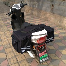 슈퍼커브 사이드백 바이크가죽가방 오토바이새들백 헬멧수납, 올 블랙 + 브라켓