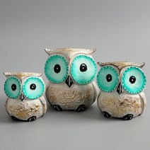 나nanr_발리에서온 꽃민트아이 목각 나무 부엉이 장식소품 3P 콘솔품 인테리어 장식품 인형 선반 미니어처♥sksnfll, ♥sstarting