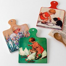 프로방스풍 빈티지 일러스트 손잡이 도자기 냄비받침 3color 사각 냄비받침대 팟홀더 주전자 뚝배기 받침 거치대 장식소품, 꽃