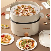 슬로우 쿠커 전기 맥반석계란 찜요리 냄비 멀티 찜기, 4L 코팅냄비 깊이 9.5CM 2~4인용
