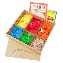 가베가족 원목 패턴블록 112p + 초등교재, 빨, 주, 노, 초, 파, 원목색