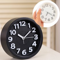 Simple 디자인 미니사이즈 저소음 원형 탁상시계, 블랙