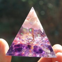 Orgone 피라미드 자수정 페리도트 치유 크리스탈 에너지 오르고 나이트 도구 홈 장식, F
