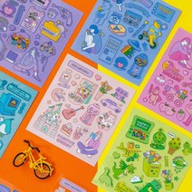 다이어리 노트북 케이스 꾸미기 컬러 포인트 스티커, 스트롱그린