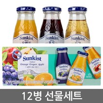 해태음료 썬키스트 훼미리 오렌지+포도+사과 음료세트, 180ml, 12병